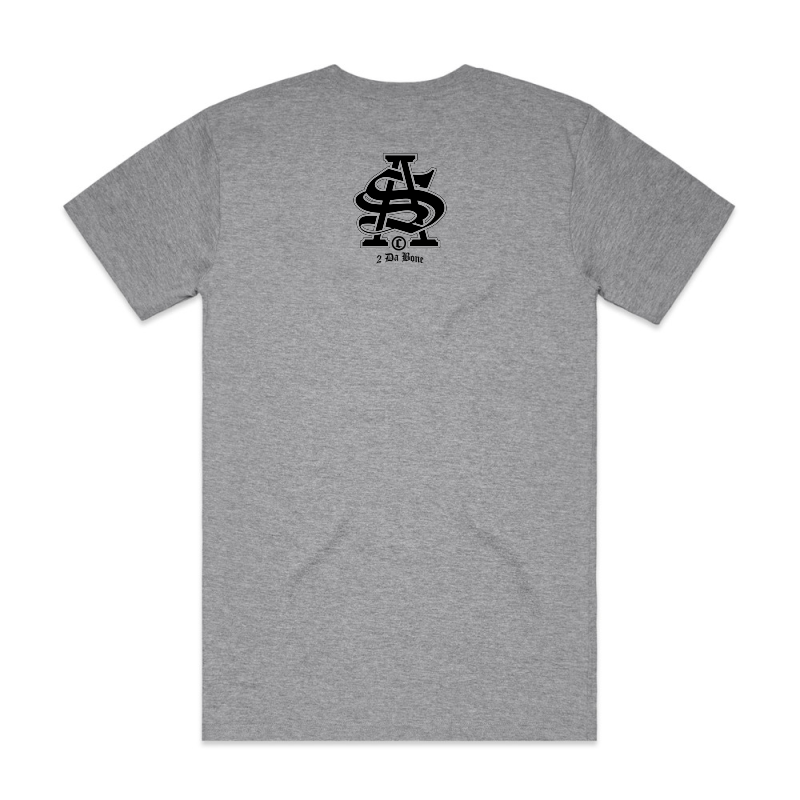 SA A5 size, gangster font, black coloured print on back of grey urban collab 7xl