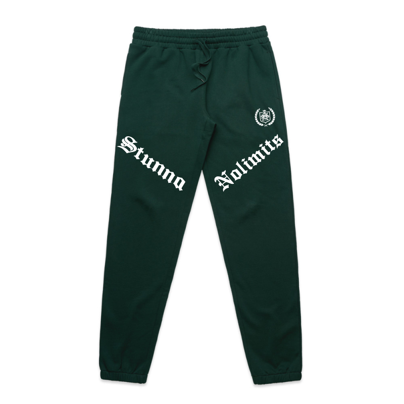 SA logo with Stunna right side print, NoLimits leftside print location on pine green