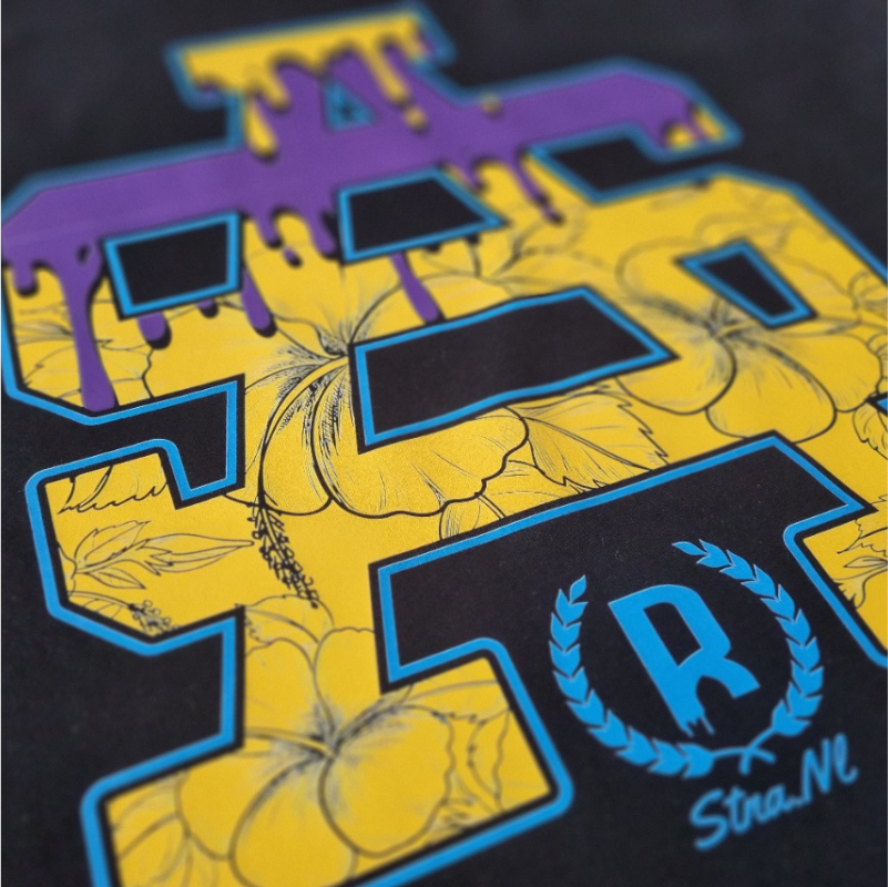 Upclose image of SA floral tshirt