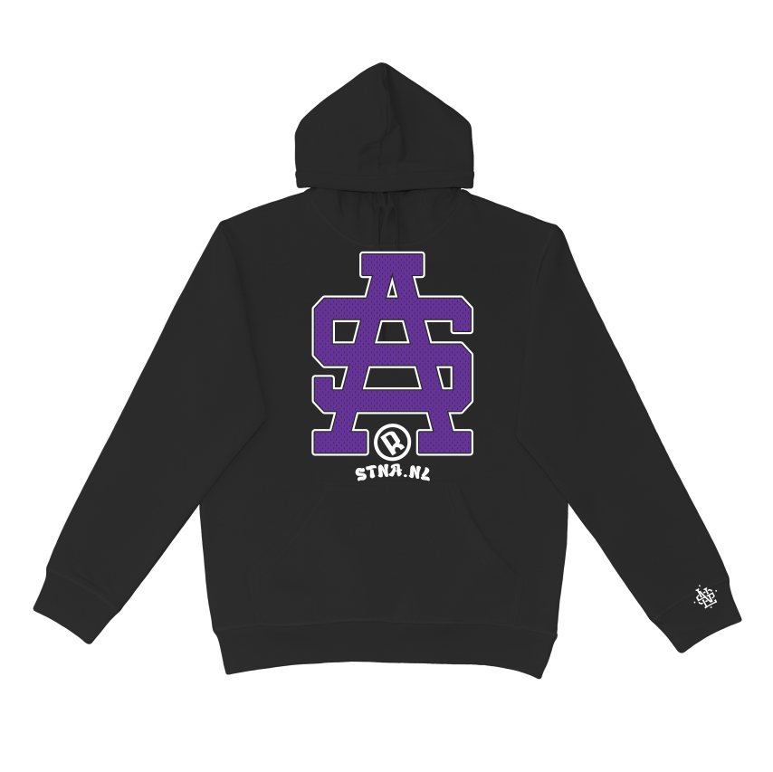 SA purple logo on front hoodie