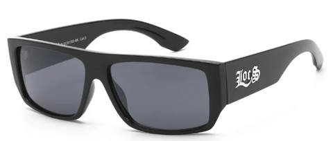 locs black sunglasses front view on a side angle 