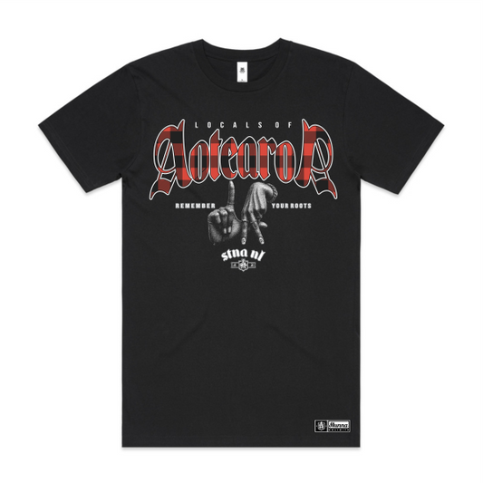 locals of Aotearoa on black tshirt
