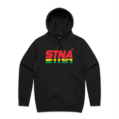 reggae colour front print on stencil hood chenille printed