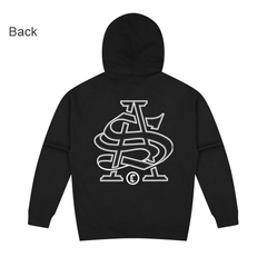 SA logo large print on back of hoodie