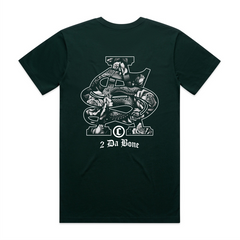 Large SA on the back, snakes & roses inside patterns, white coloured print on pine green AS Colour block t-shirt