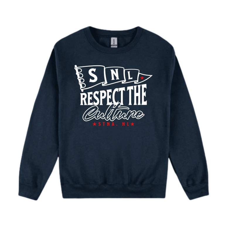 SNL Culture crew, front location on Navy crewneck