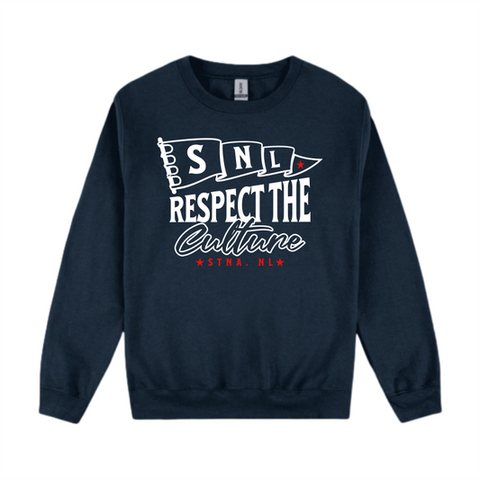 SNL Culture crew, front location on Navy crewneck