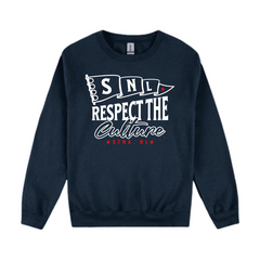 SNL Culture crew, front location on Navy crewneck