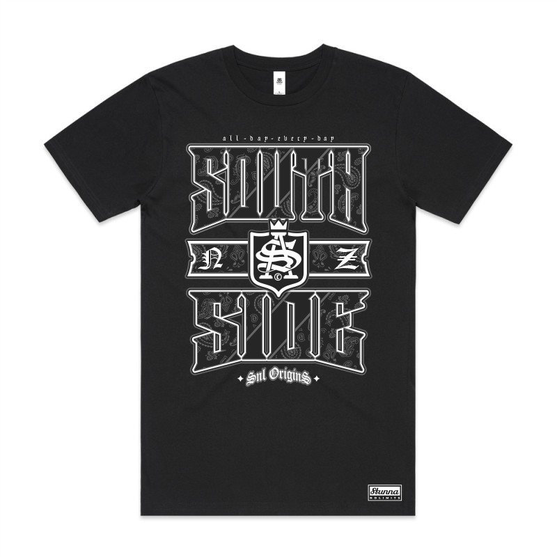 Southside all day everyday, large image front location on black tshirt