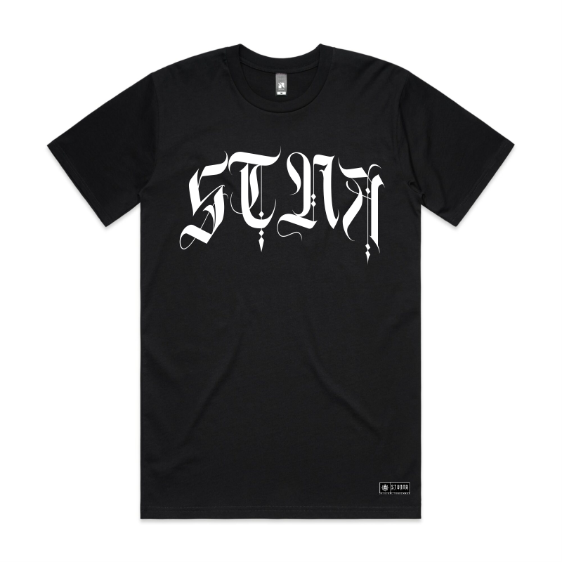Front printed stna on black tshirt