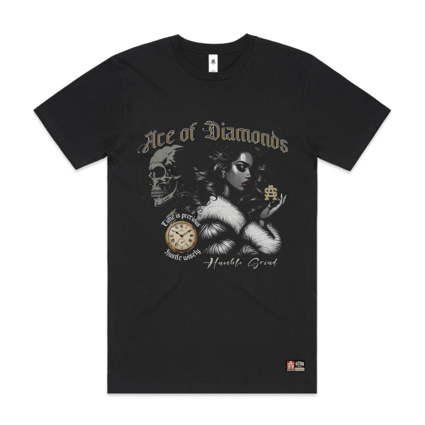 ace diamonds on black tshirt