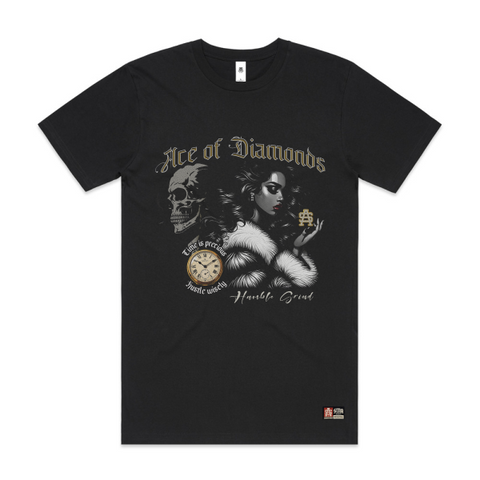 ace diamonds on black tshirt