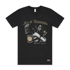 ace diamonds on black tshirt