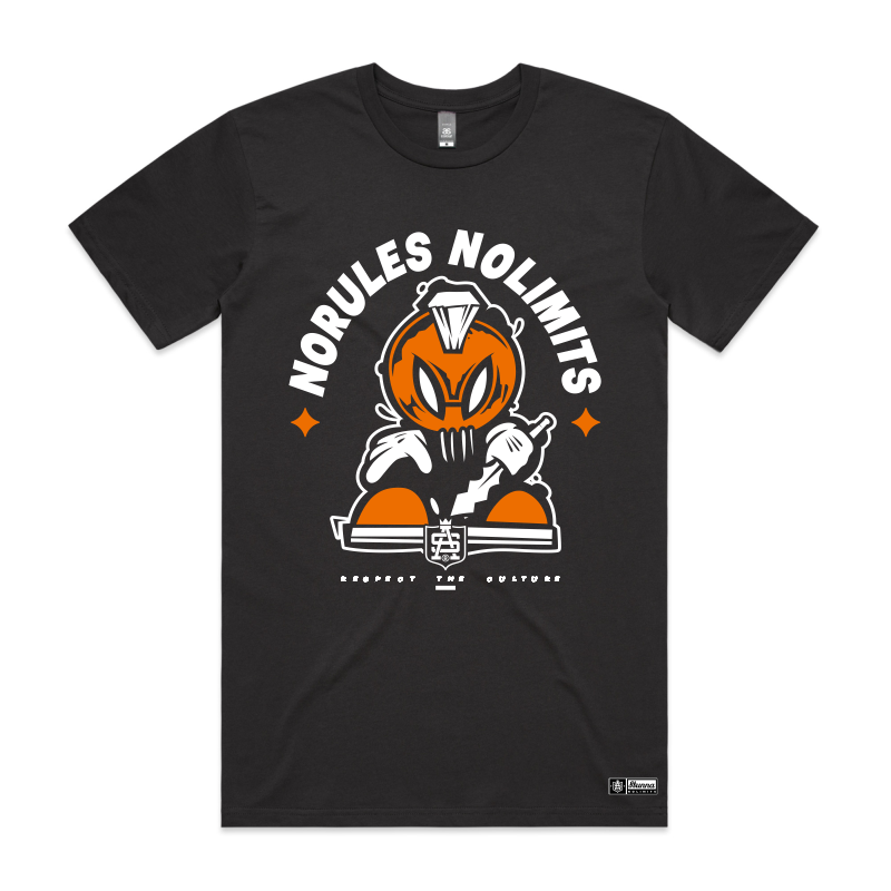 cartoon inspired of hawaiian warrior front location on black tshirt