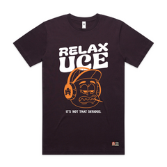 Plumt-shirt with orange and white graphic design on a white background
