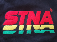 live image, close up view of chenille printed stna
