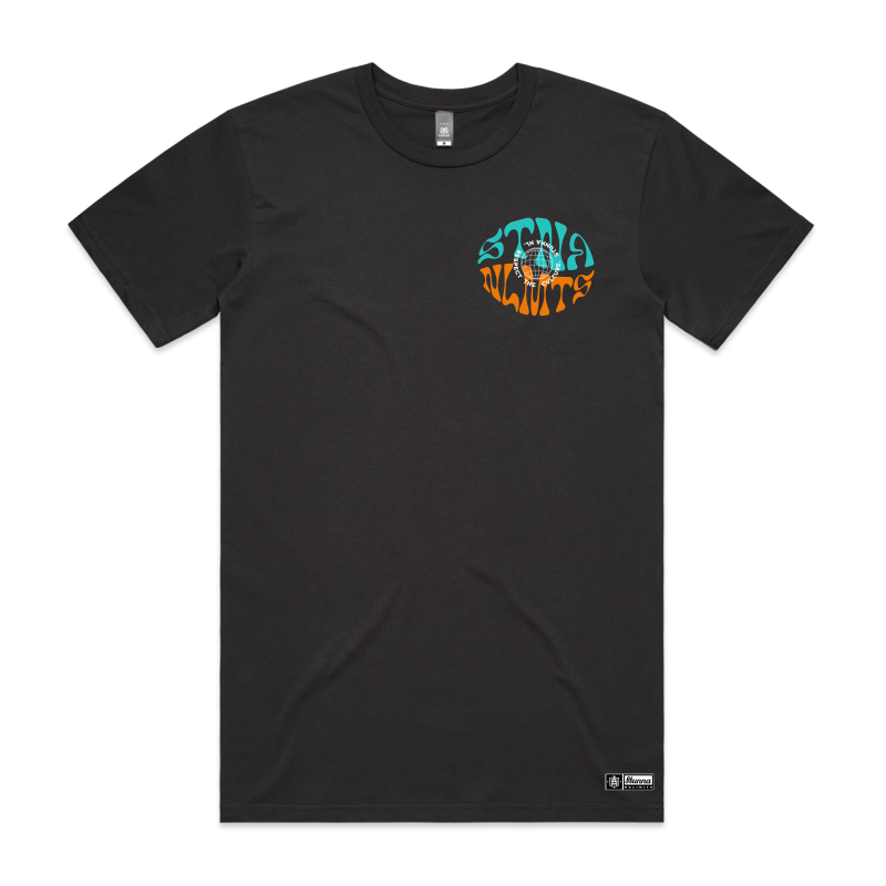 stna worldwide logo image frontlocation on black tshirt