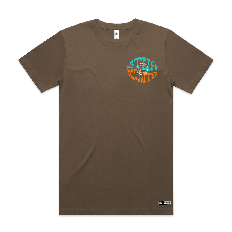 Stna worldwide logo front print on walnut colour tshirt