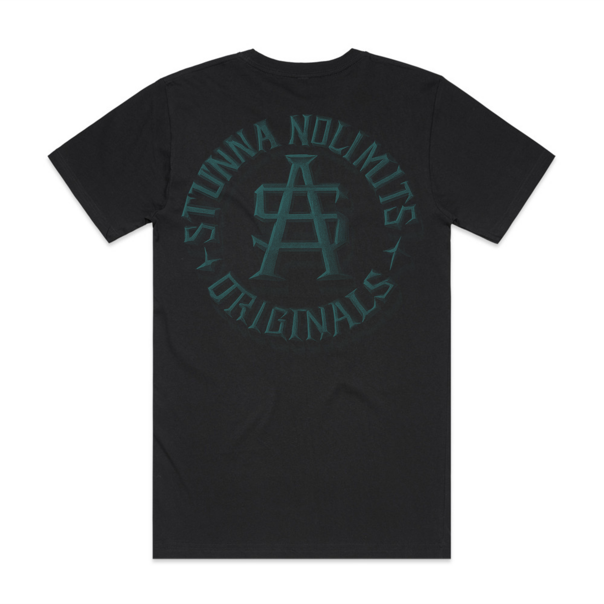 stunna stoneage back print on black tshirt