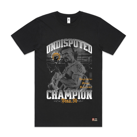 Black t-shirt with graphic design undisputed movie inspired