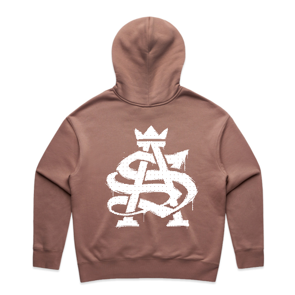 Hazy pink relax hood large SA in white print